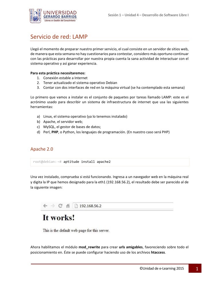 Imágen de pdf Servicios de red: LAMP