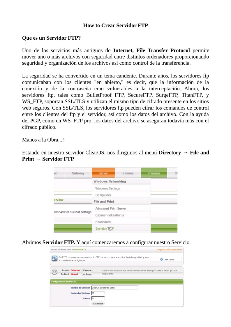 Imágen de pdf practica de Servidor FTP en ClearOS