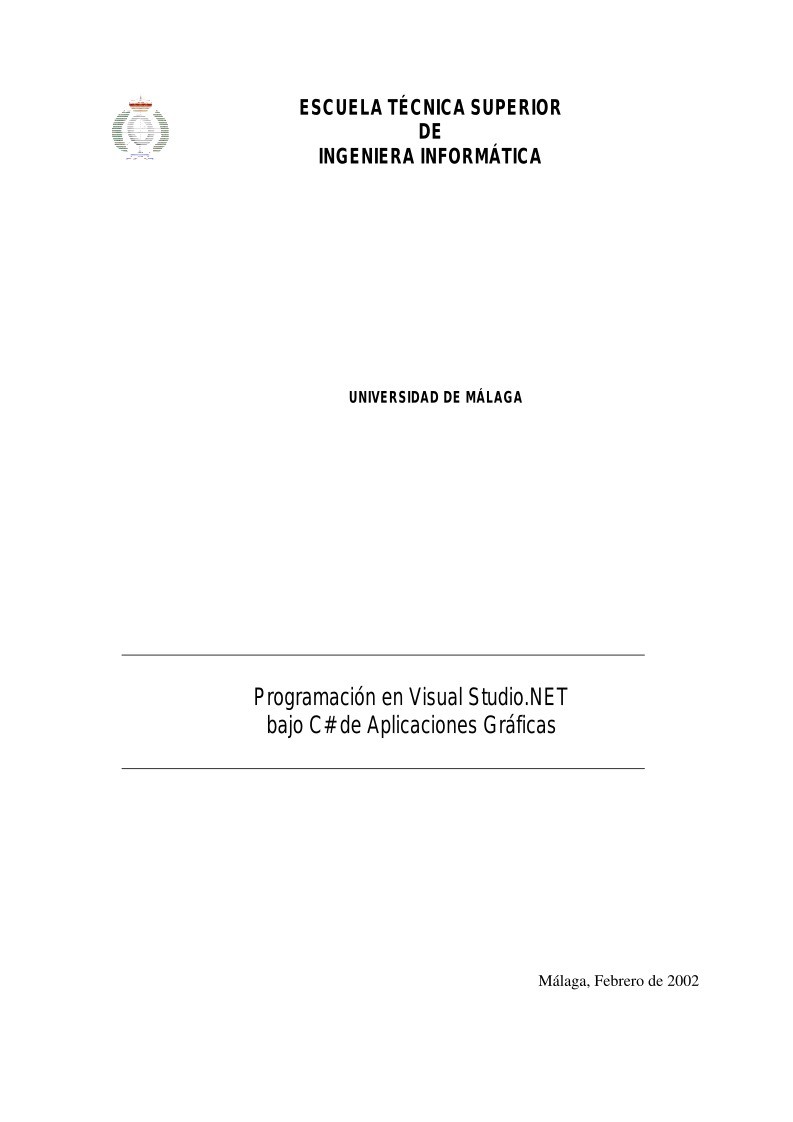 Imágen de pdf Programación en Visual Studio.NET bajo C# de Aplicaciones Gráficas