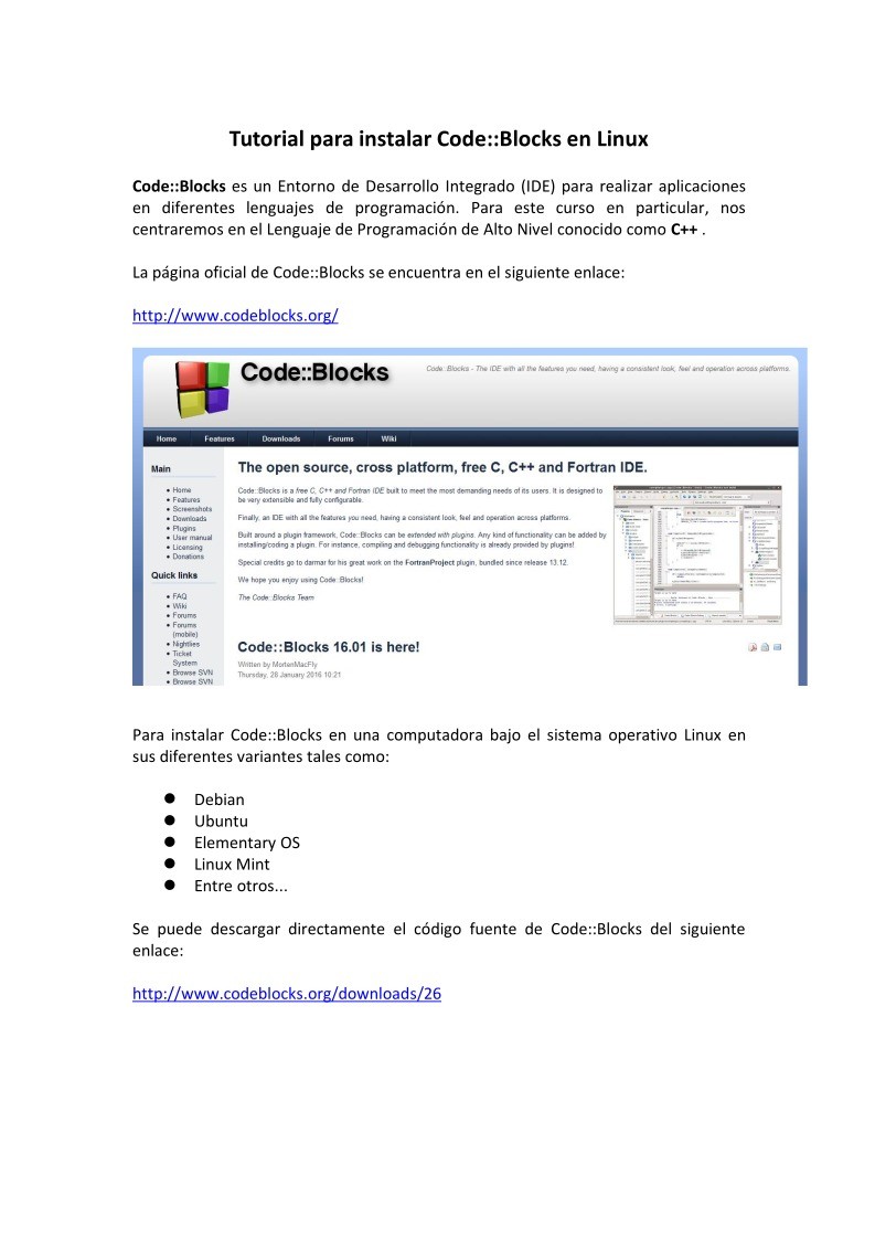 Imágen de pdf Tutorial para instalar CodeBlocks en Linux