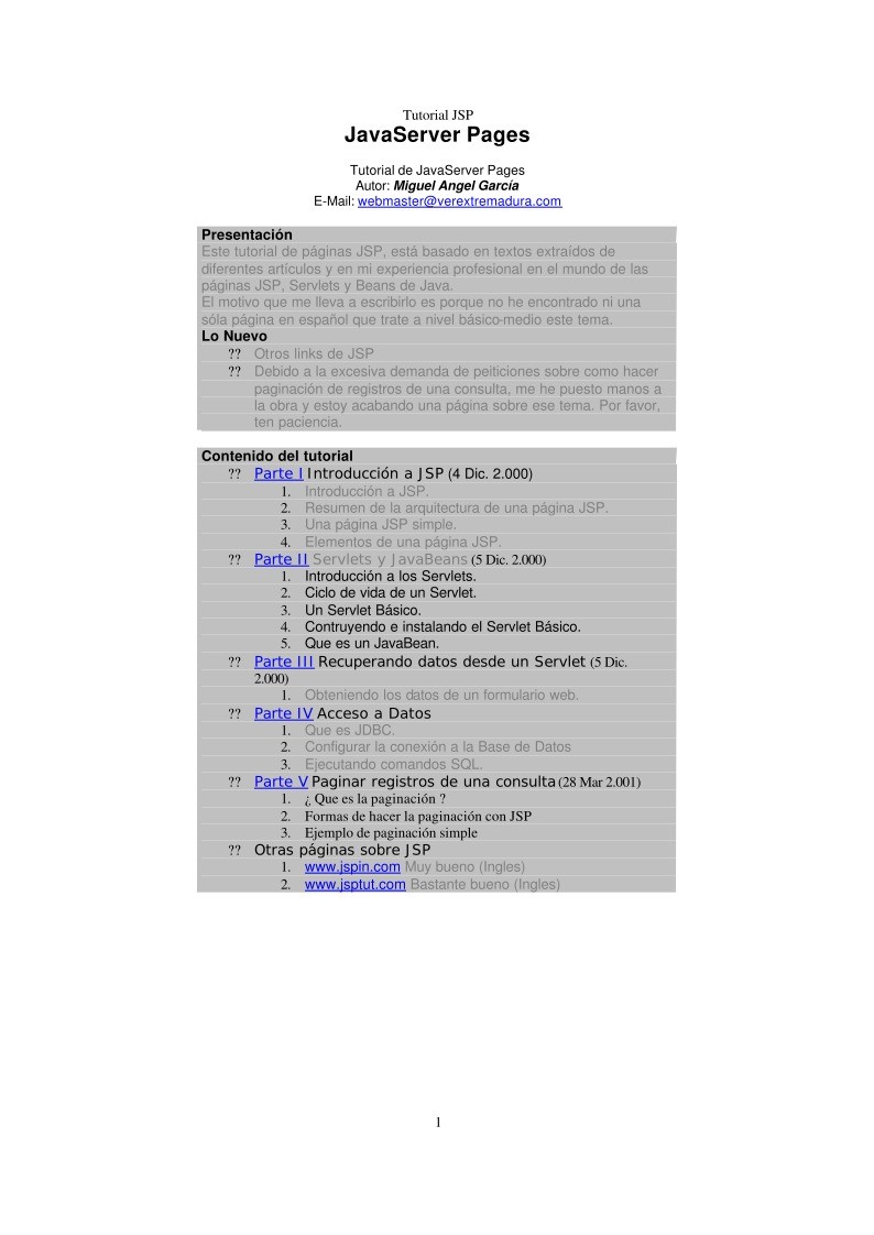 Imágen de pdf Tutorial Java Server Pages