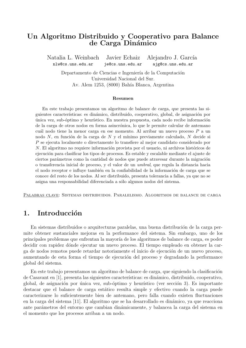 Imágen de pdf Un Algoritmo Distribuido y Cooperativo para Balance de Carga