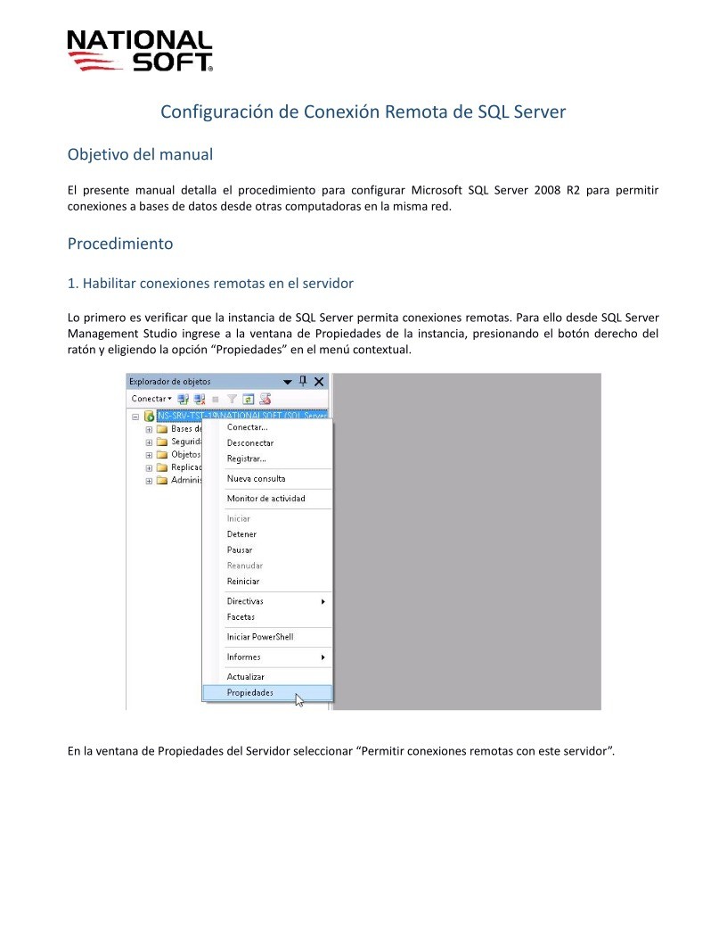 Imágen de pdf Configuración de conexión remota de SQL Server