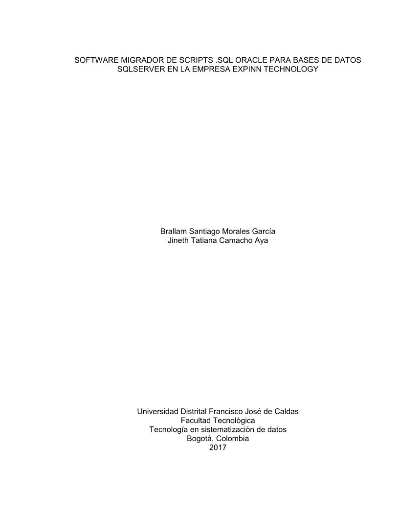 Imágen de pdf software migrador de scripts .sql Oracle para bases de datos SQLServer en la empresa expinn technology