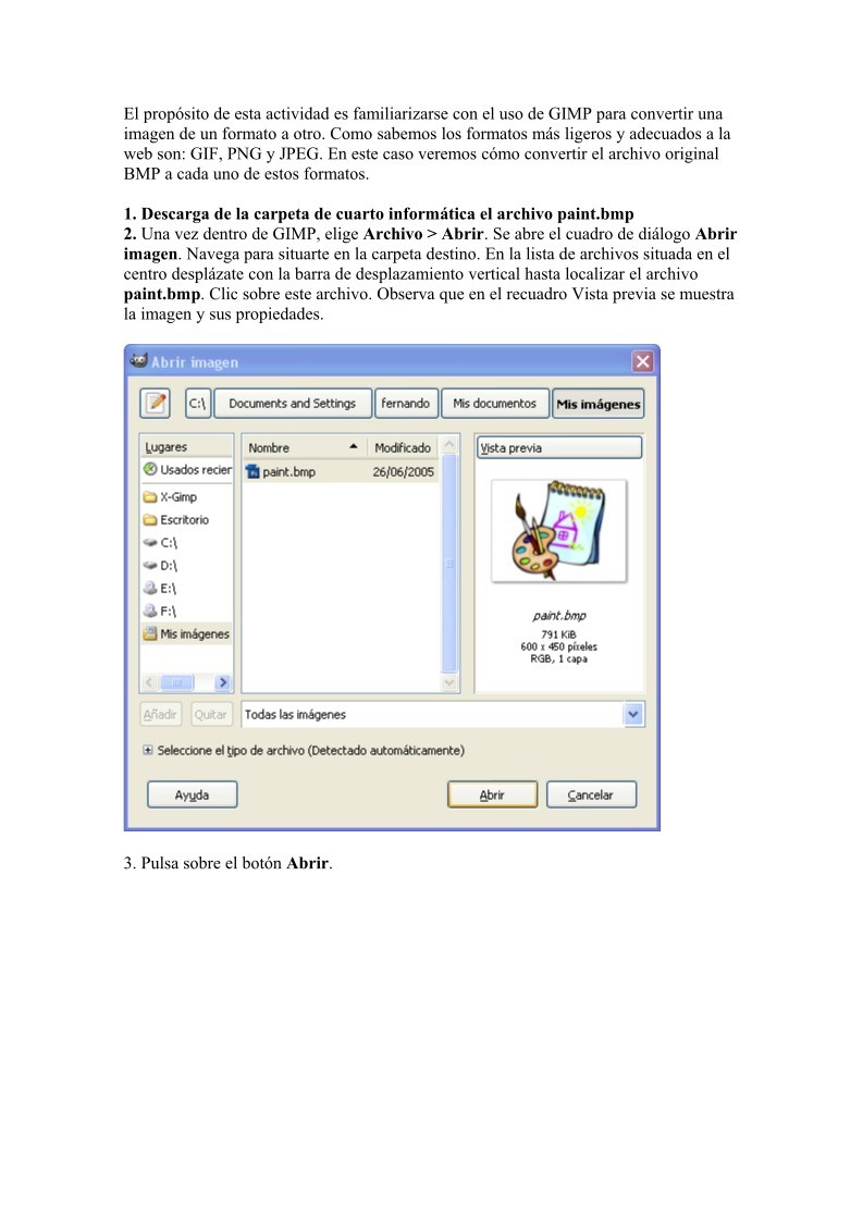 Imágen de pdf El propósito de esta actividad es familiarizarse con el uso de GIMP para convertir una imagen de un formato a otro