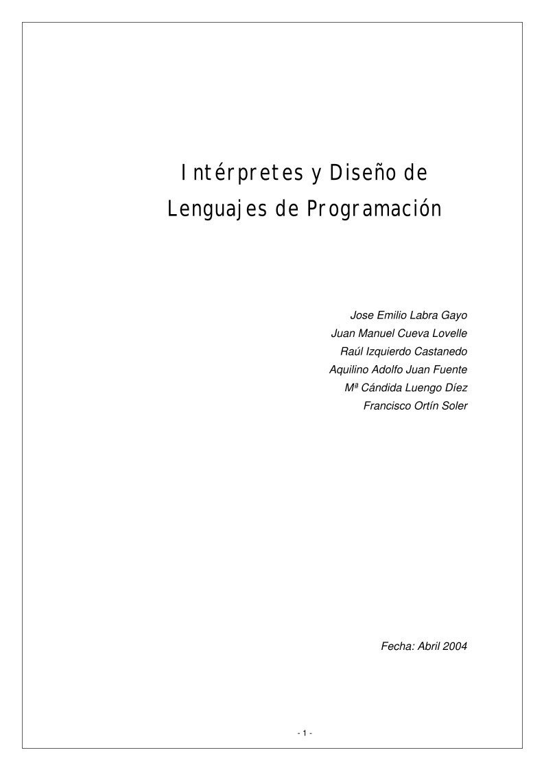 Imágen de pdf Intérpretes y Diseño de Lenguajes de Programación