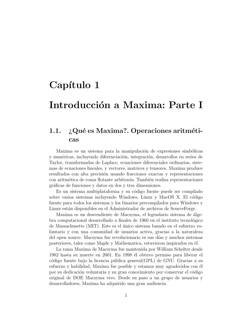 Imágen de pdf Capítulo 1 - Introducción a Maxima: Parte I