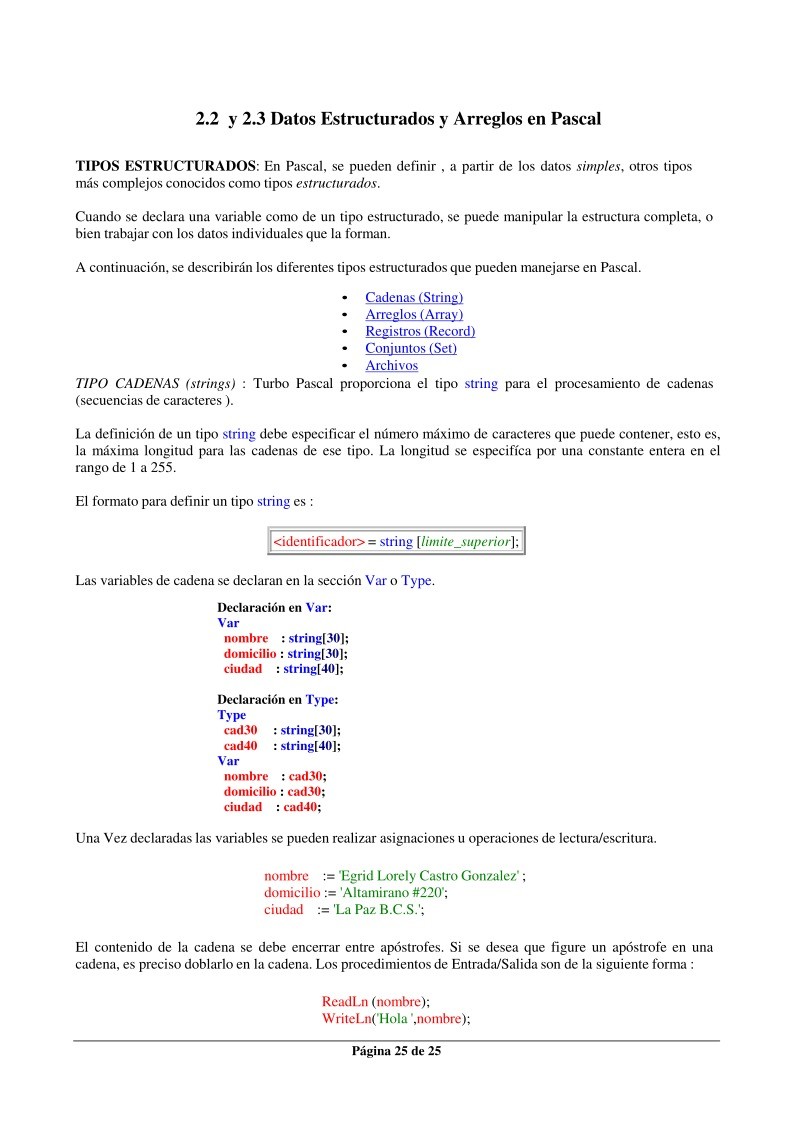 Imágen de pdf 2.2 y 2.3 Datos Estructurados y Arreglos en Pascal