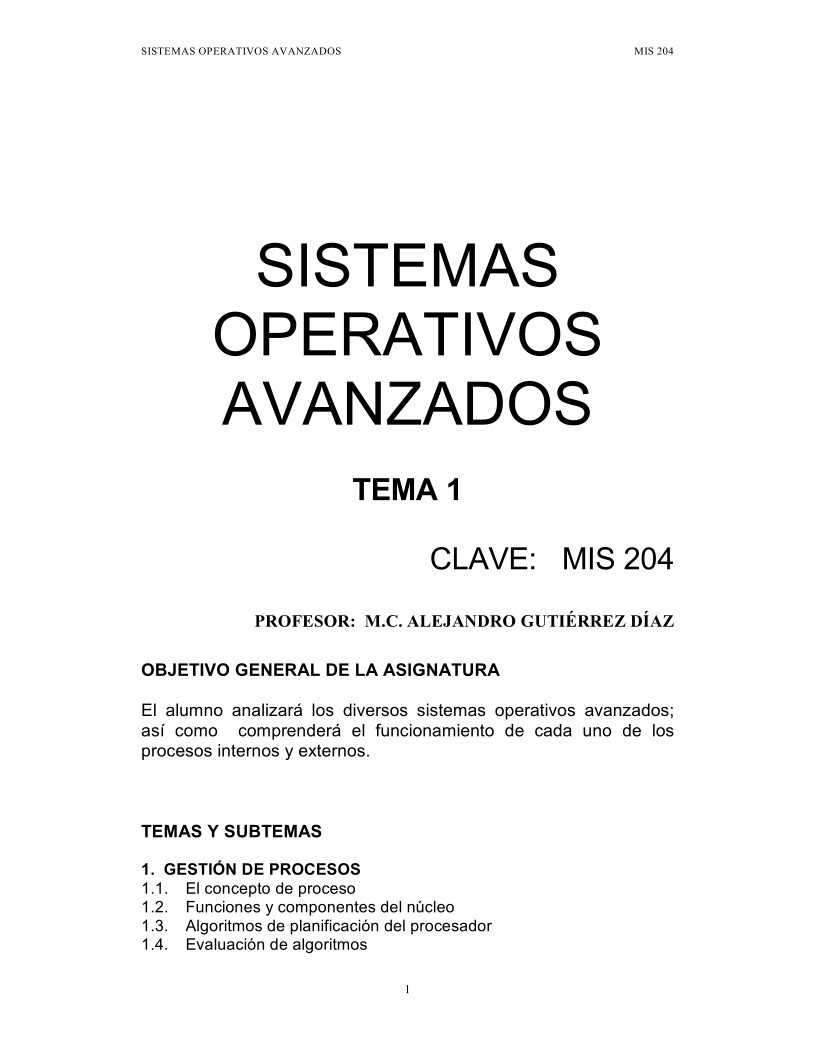 Imágen de pdf Tema 1 - Sistemas operativos avanzados