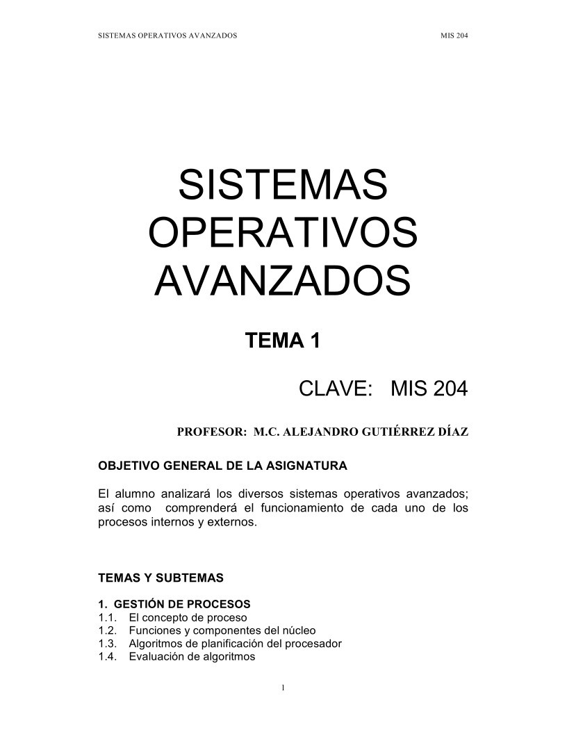 Imágen de pdf Tema 1 - Sistemas operativos avanzados
