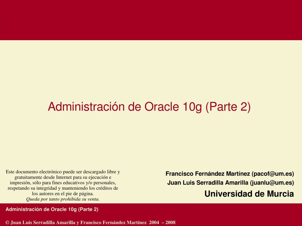 Imágen de pdf Administración Avanzada de Oracle10g (Parte 2)