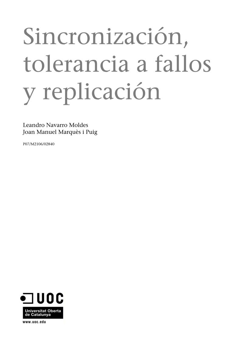 Imágen de pdf Sincronización, tolerancia a fallos y replicación