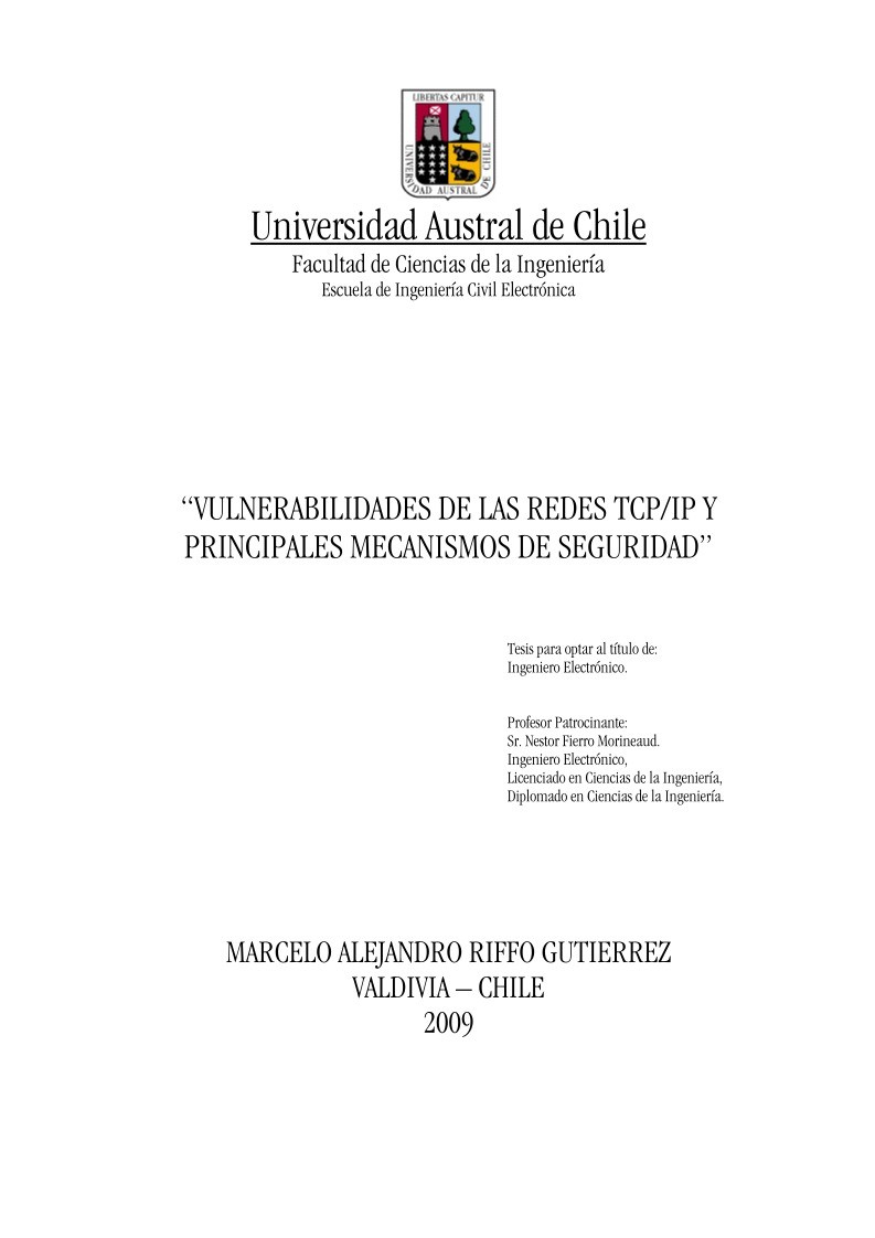 Imágen de pdf Tesis - Vulnerabilidades de la redes TCP-IP y principales mecanismos de seguridad