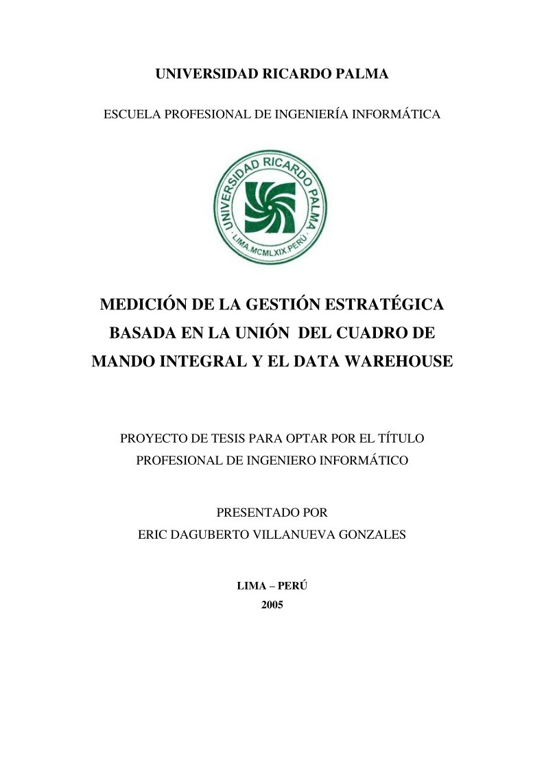 Imágen de pdf Medición de la gestión estratégica basada en la unión del cuadro de mando integral y el Data Warehouse