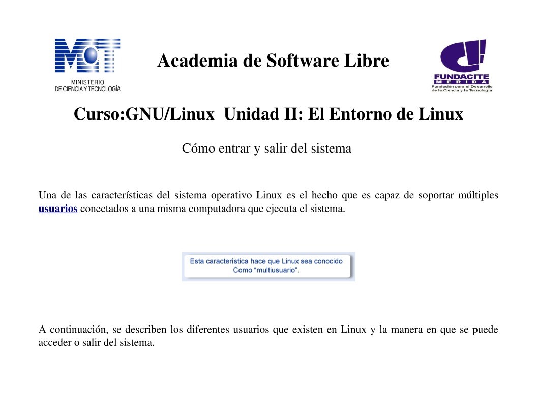 Imágen de pdf Curso:GNU/Linux Unidad II: El Entorno de Linux