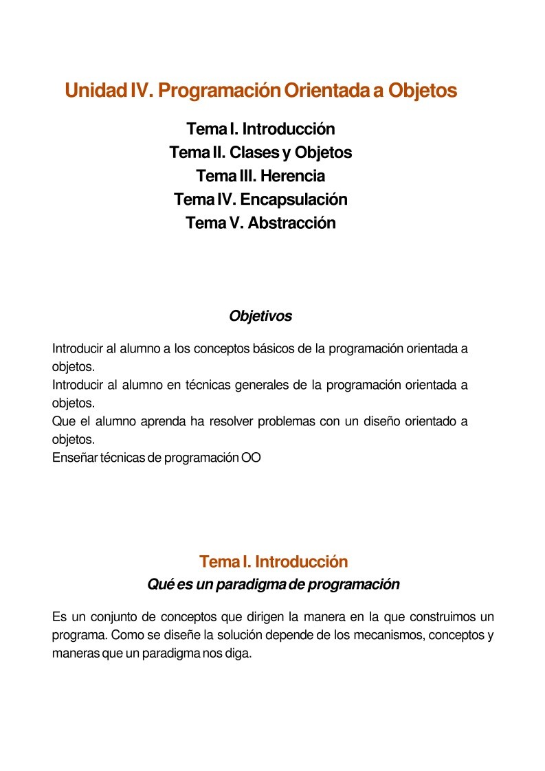 Imágen de pdf Unidad IV. Programación Orientada a Objetos