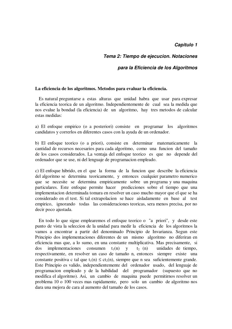 Imágen de pdf Capitulo 1 - Tema 2: Tiempo de ejecución. Notaciones para la Eficiencia de los Algoritmos