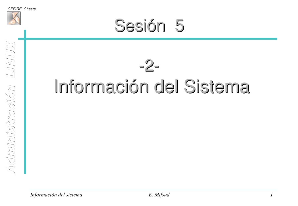 Imágen de pdf Sesión 5 Información del Sistema - Administración Linux
