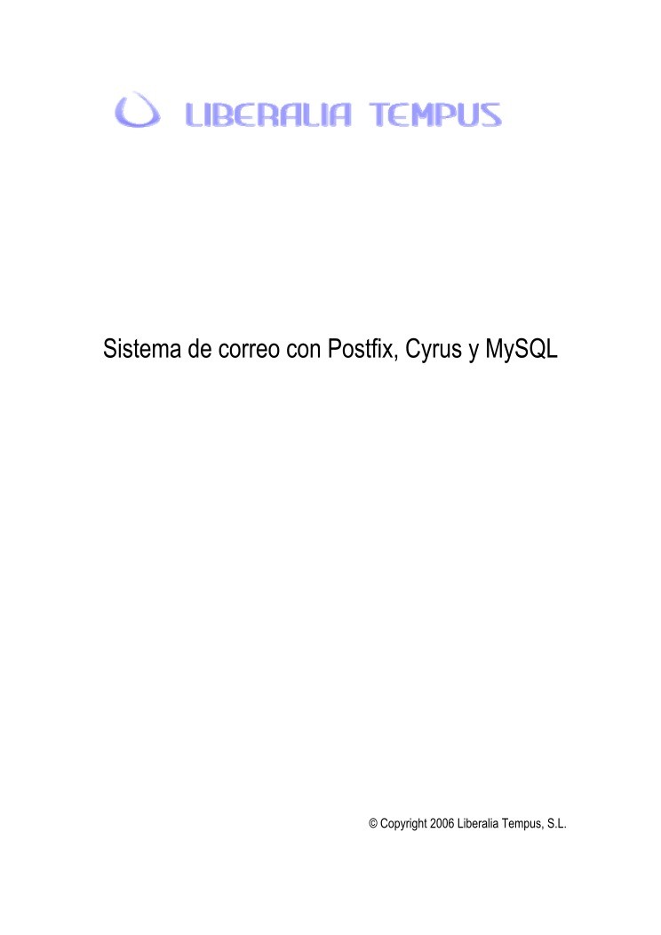 Imágen de pdf Sistema de correo con Postfix, Cyrus y MySQL