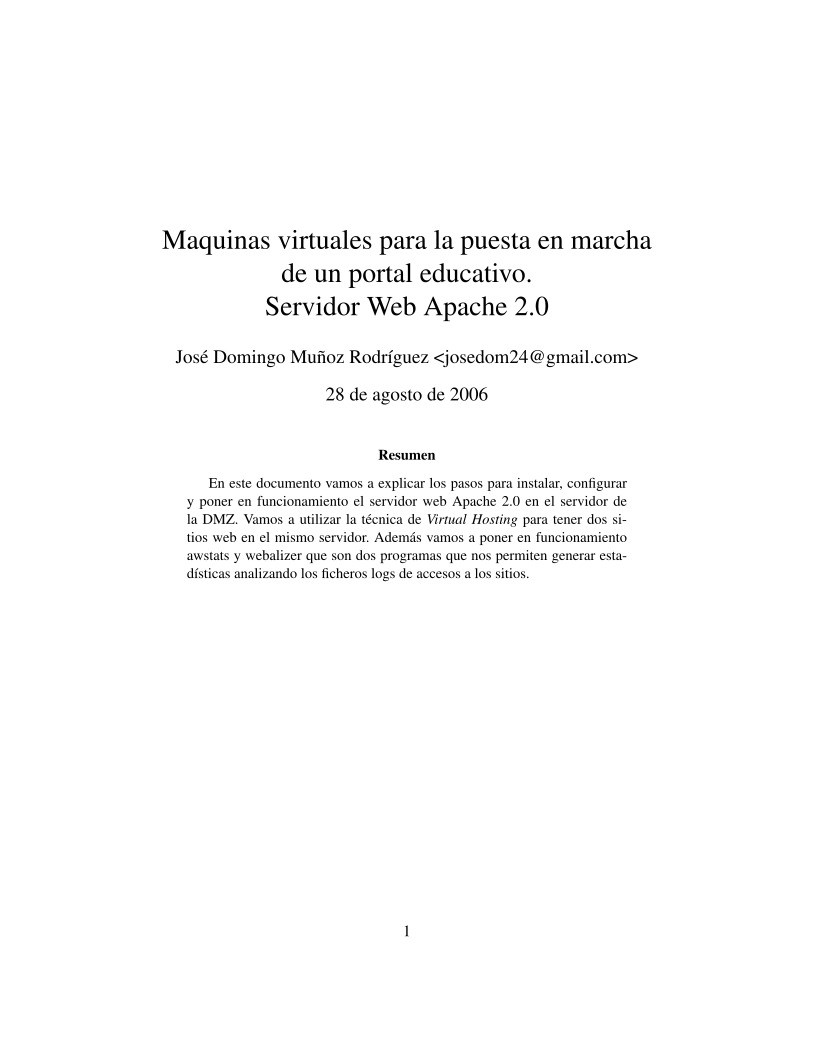 Imágen de pdf Maquinas virtuales para la puesta en marcha de un portal educativo Servidor Web Apache