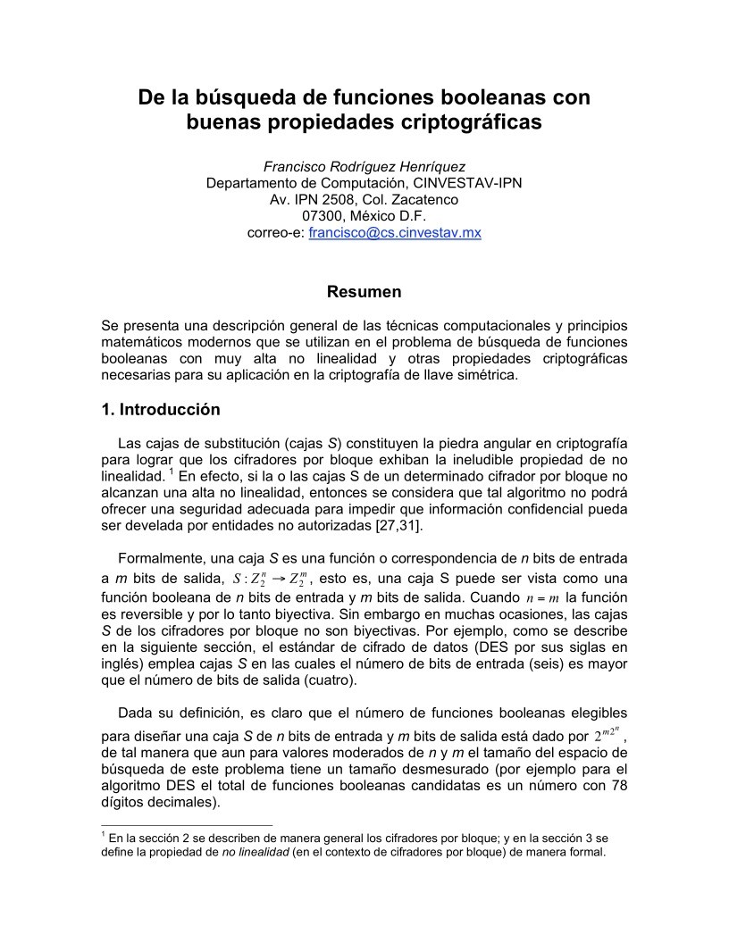 Imágen de pdf De la búsqueda de funciones booleanas con buenas propiedades criptográficas