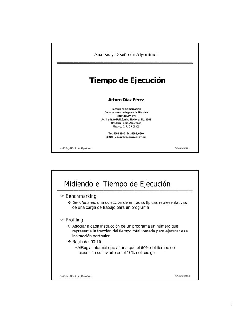 Imágen de pdf Tiempo de Ejecución - Análisis y Diseño de Algoritmos