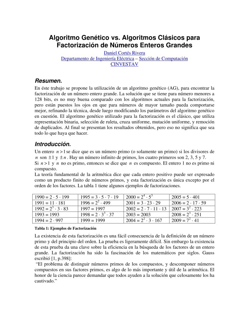 Imágen de pdf Algoritmo Genético vs. Algoritmos Clásicos para Factorización de Números Enteros Grandes