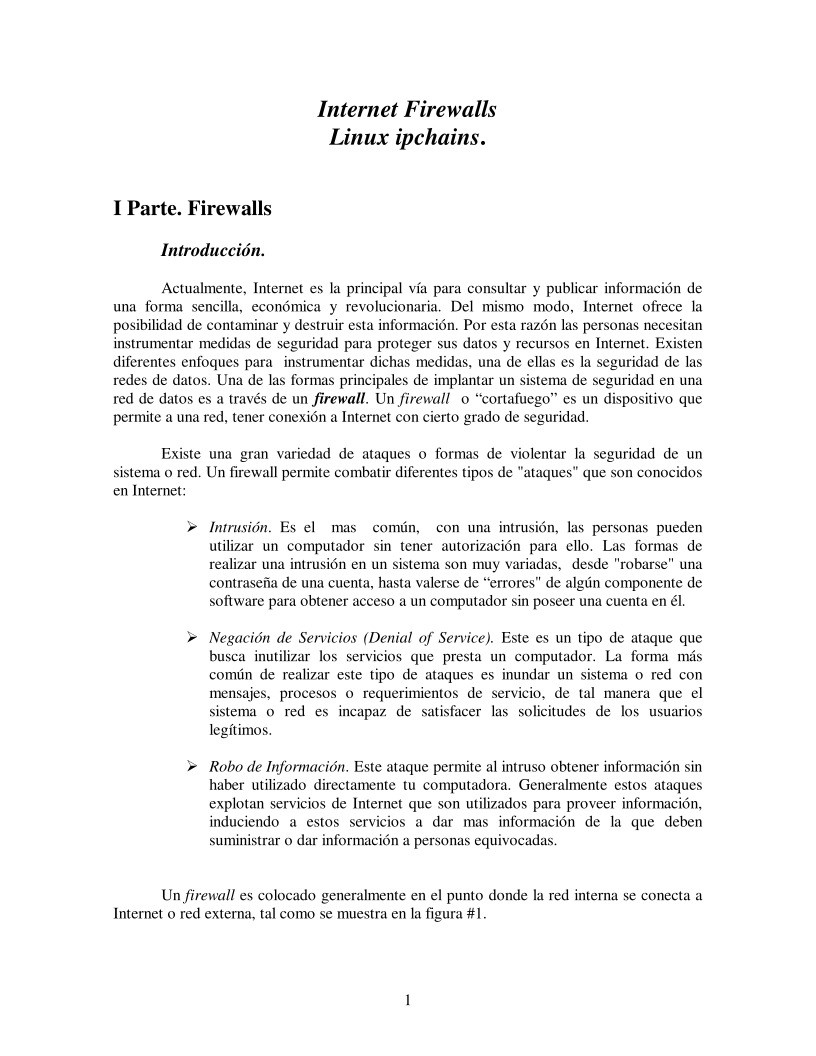Imágen de pdf Internet Firewalls - Linux ipchains