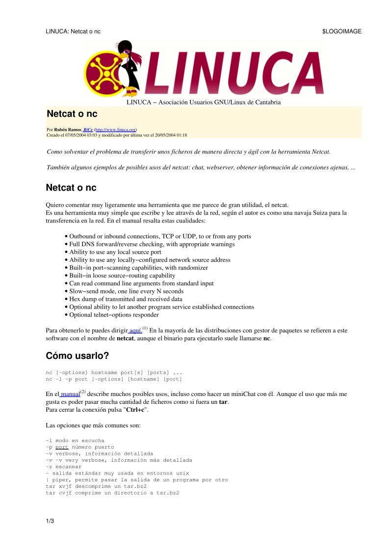 Imágen de pdf LINUCA: Netcat o nc