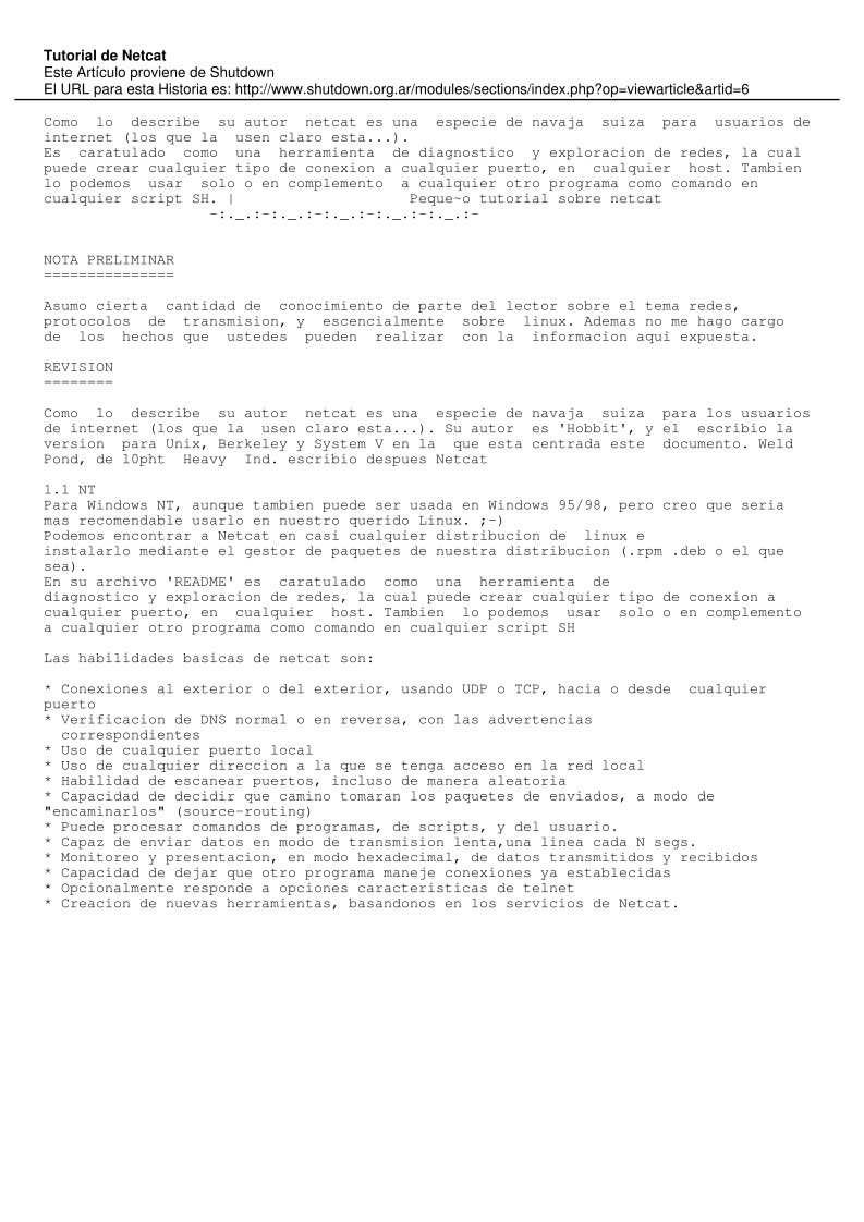 Imágen de pdf Tutorial de Netcat