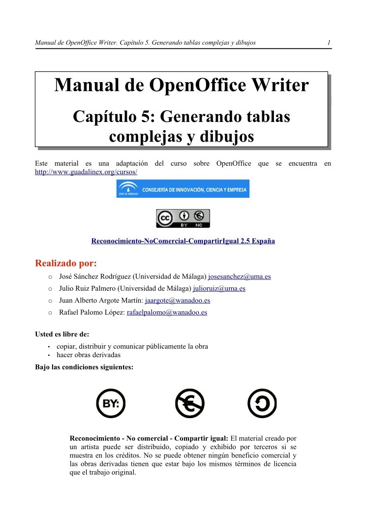 Imágen de pdf Capítulo 5: Generando tablas complejas y dibujos - Manual de OpenOffice Writer