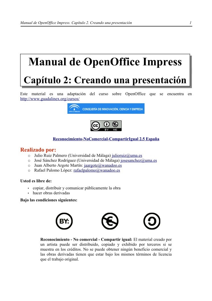 Imágen de pdf Capítulo 2: Creando una presentación - Manual de OpenOffice Impress