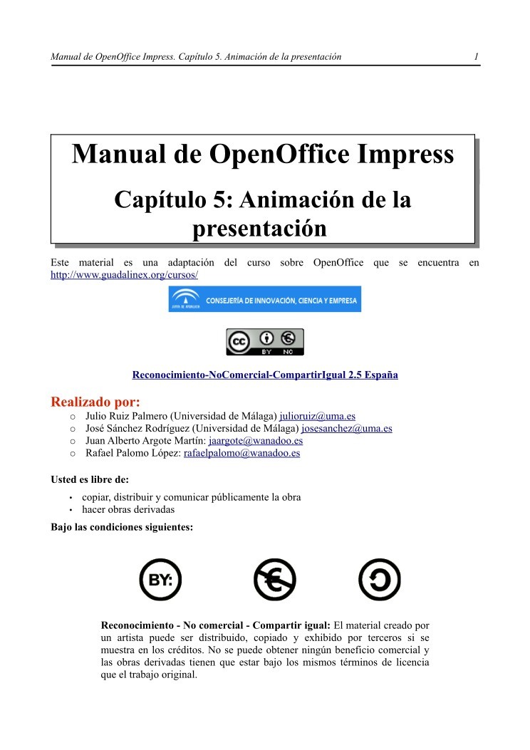 Imágen de pdf Capítulo 5: Animación de la presentación - Manual de OpenOffice Impress