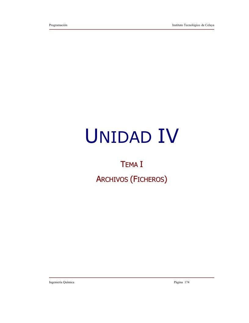 Imágen de pdf Unidad IV - Tema I - Archivos (Ficheros)