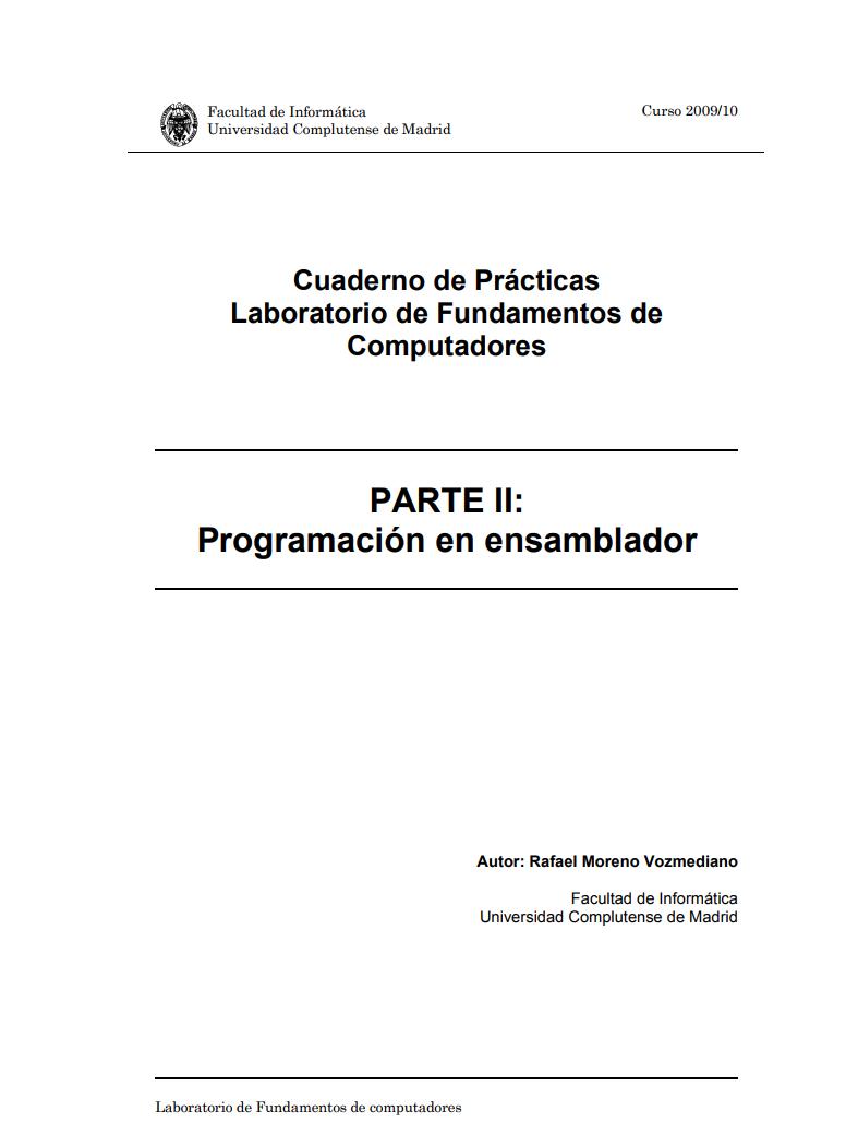 Imágen de pdf PARTE II: Programación en ensamblador