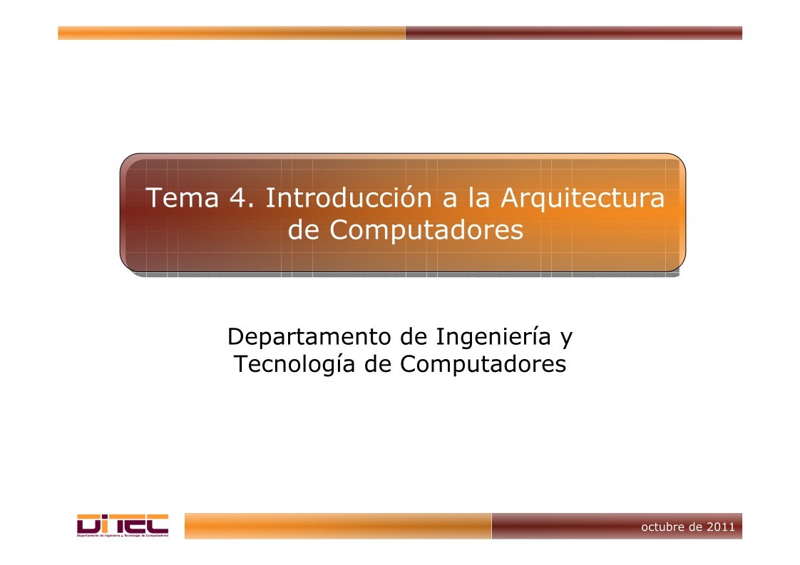 Imágen de pdf Tema 4. Introducción a la Arquitectura de Computadores
