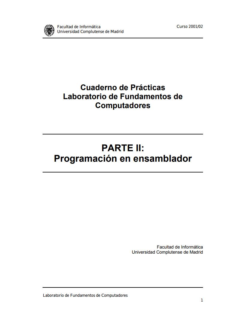 Imágen de pdf PARTE II: Programación en ensamblador