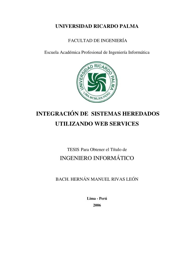 Imágen de pdf Integración de Sistemas Heredados utilizando Web Services