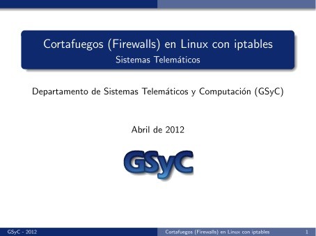 Imágen de pdf Cortafuegos (Firewalls) en Linux con iptables