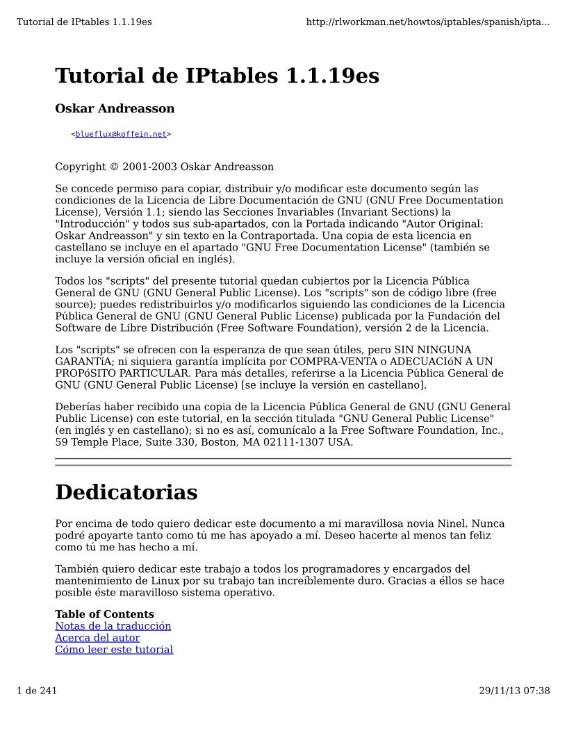 Pdf De Programacion Tutorial De Iptables 1 1 19es