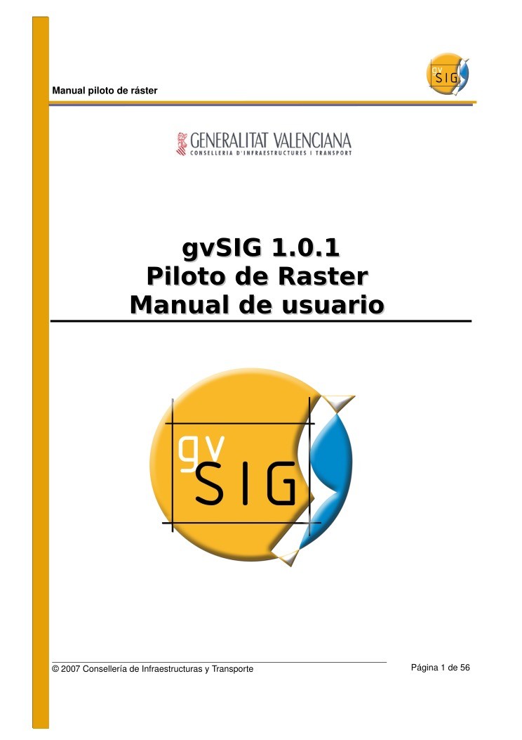 Imágen de pdf gvSIG 1.0.1 - Piloto de Raster - Manual de usuario