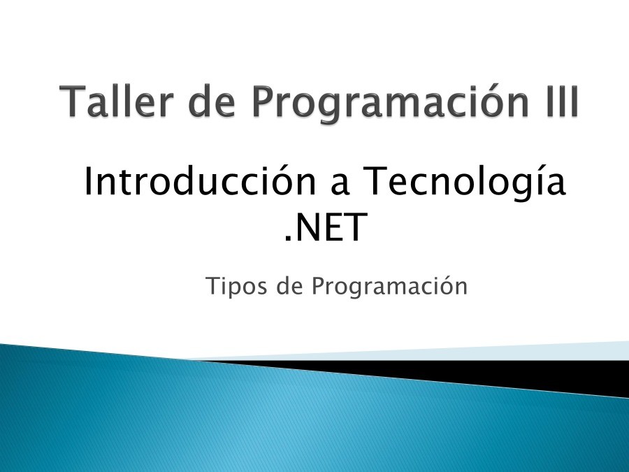 Imágen de pdf Introducción a Tecnologiía .NET - Taller de Programación III