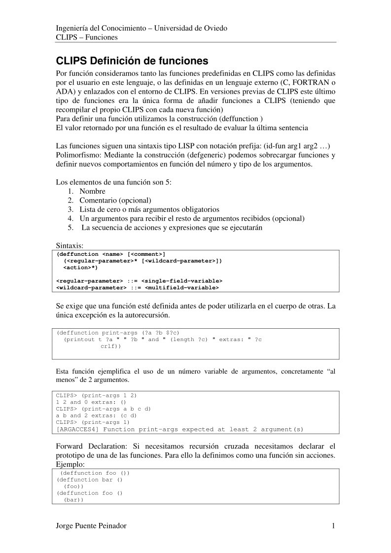 Imágen de pdf CLIPS Definición de funciones