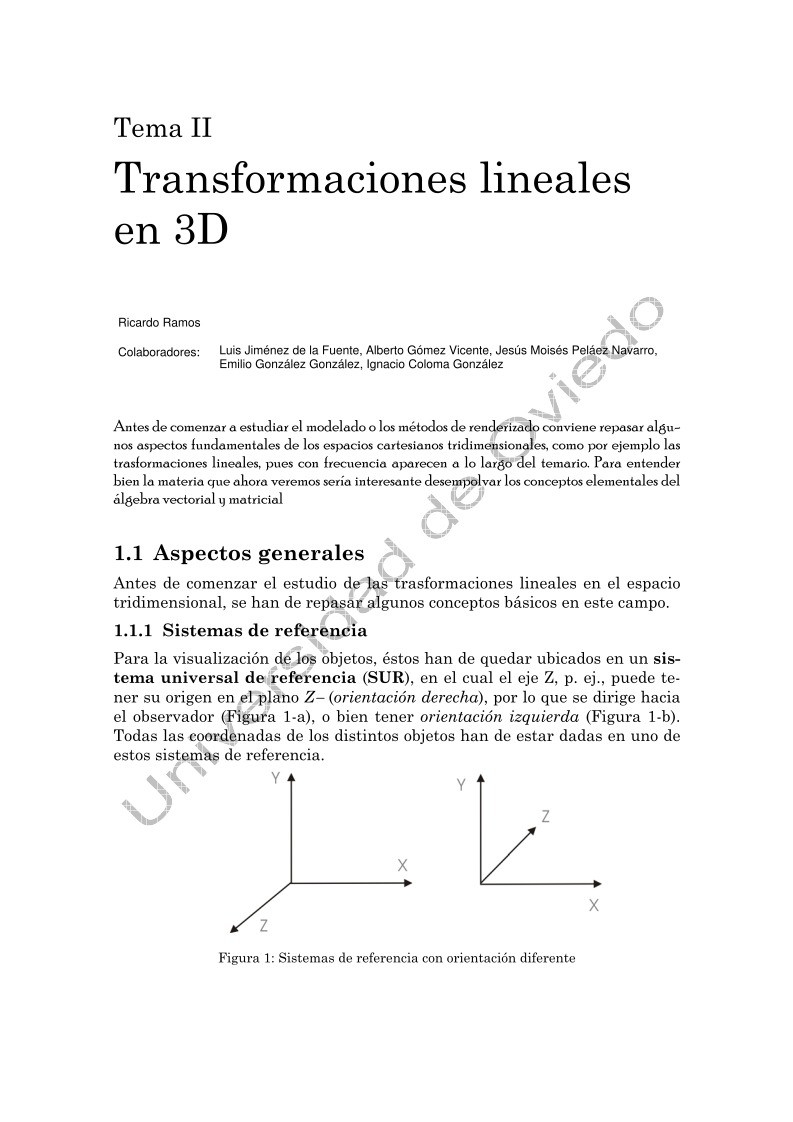 Imágen de pdf Tema II - Transformaciones lineales en 3D