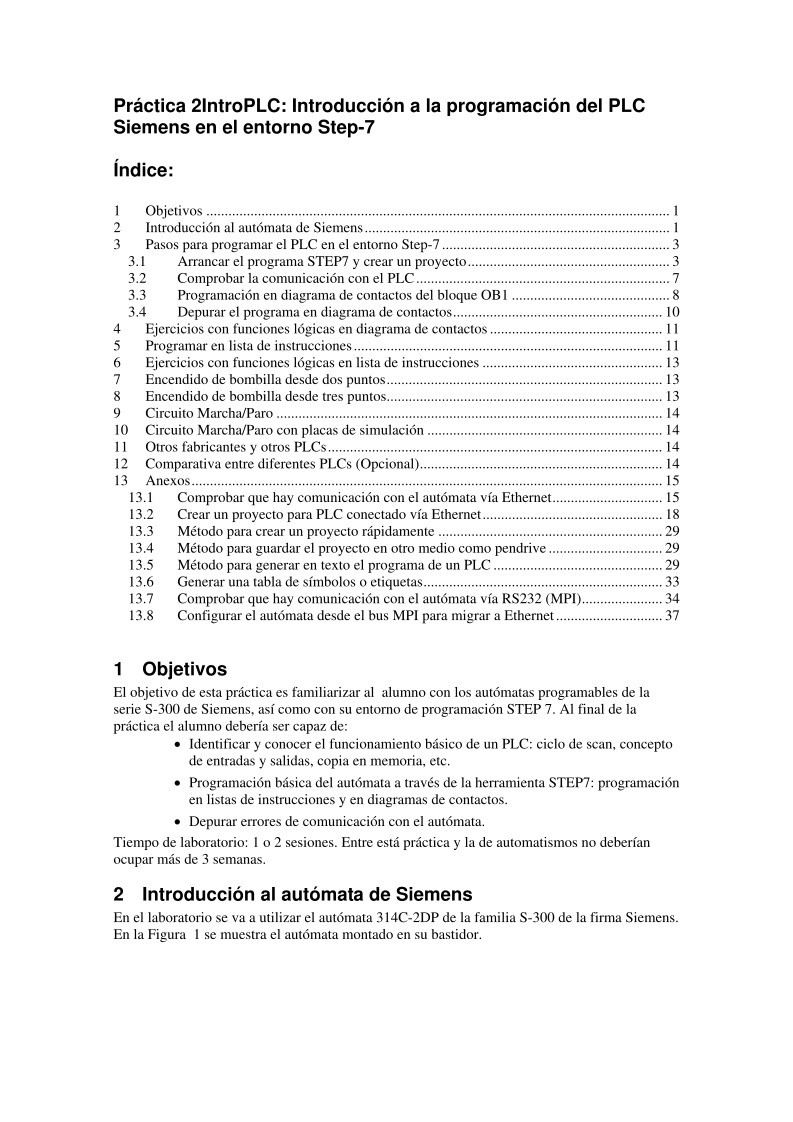 Imágen de pdf Práctica 2IntroPLC: Introducción a la programación del PLC Siemens en el entorno Step-7