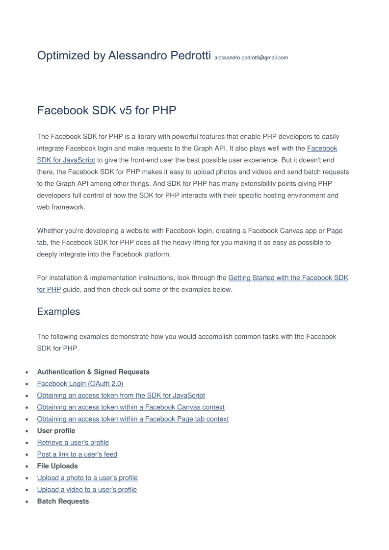 Imágen de pdf Facebook SDK v5 para PHP