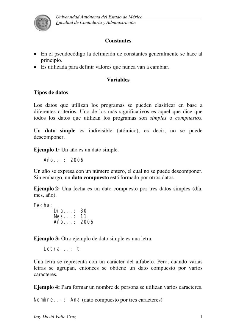 Imágen de pdf Constantes y variables