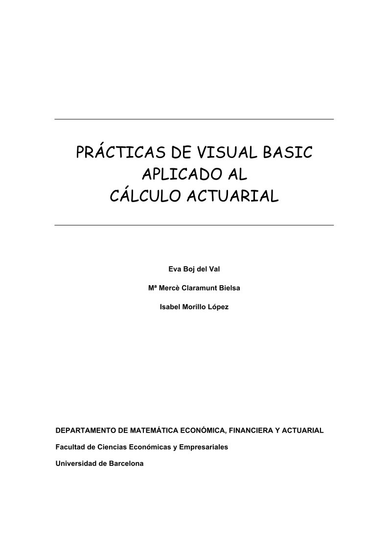 Imágen de pdf Prácticas de Visual Basic aplicado al cálculo actuarial