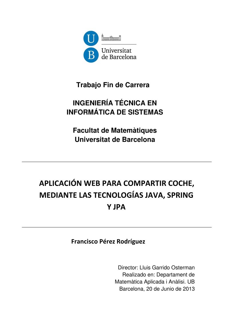 Imágen de pdf Aplicación web para compartir coche, mediante las tecnologías java, spring y jpa