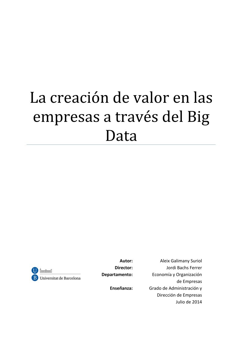 Imágen de pdf La creación de valor en las empresas a través del Big Data
